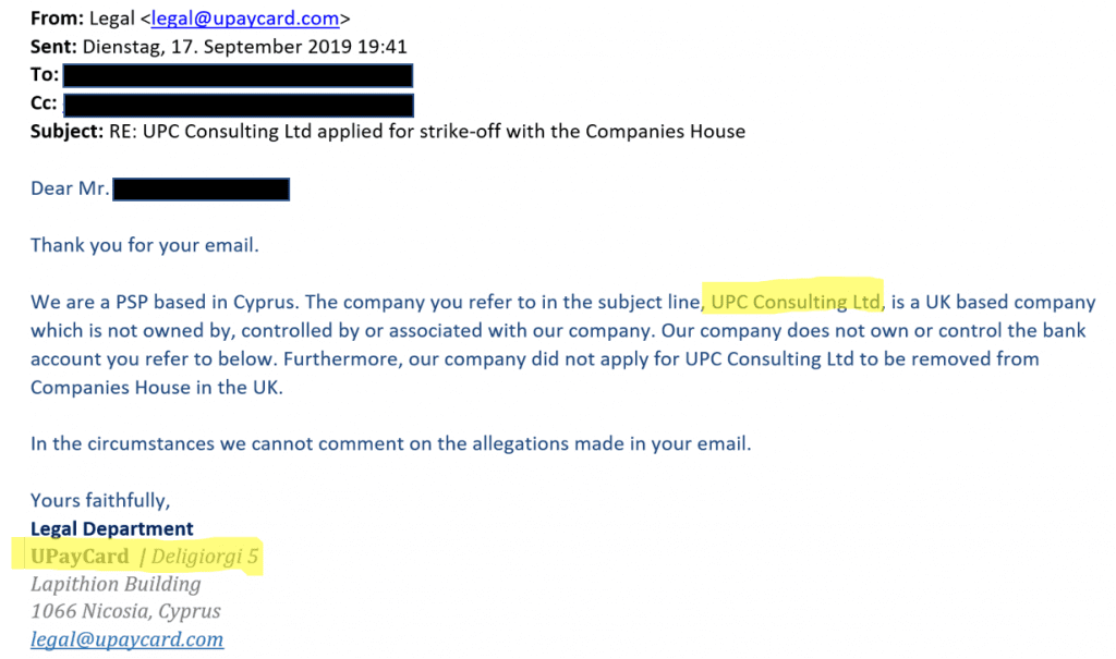 UPayCard and UPC Consulting