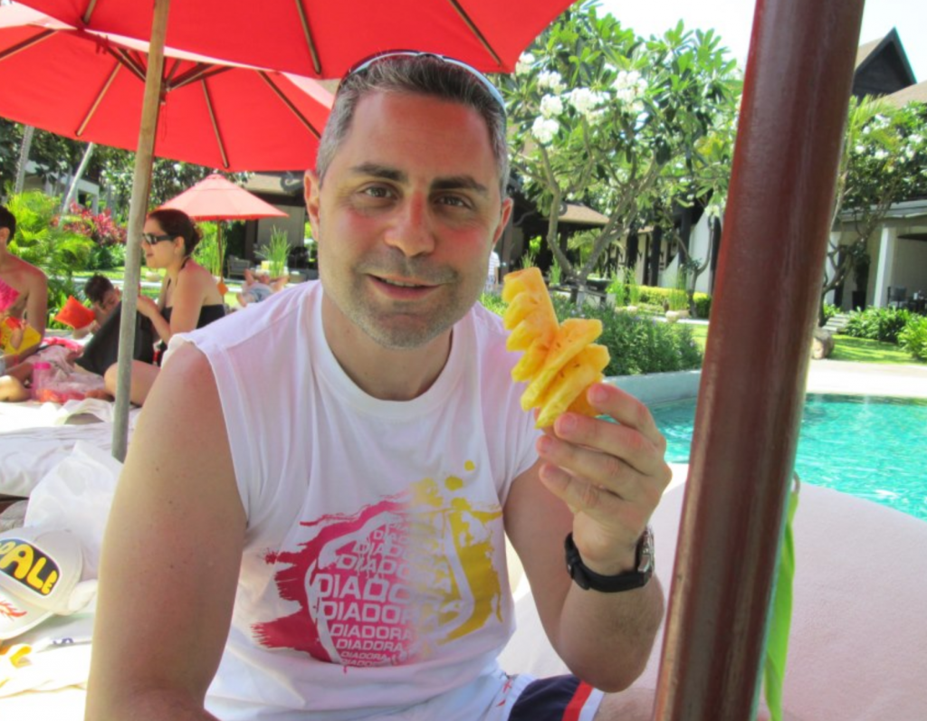 David Bitton at the pool